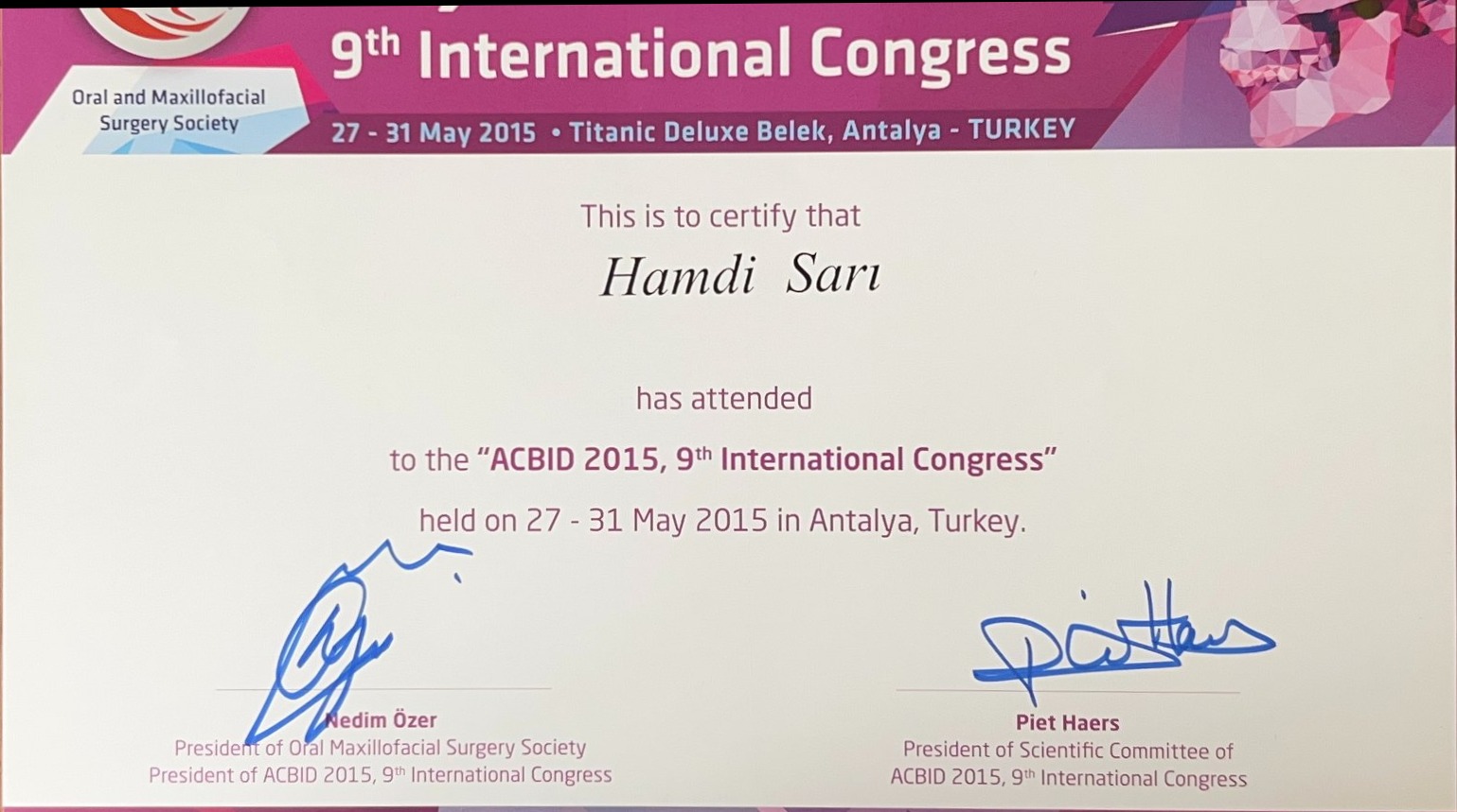 AÇBİD 2015 — 9th International Congress, Antalya